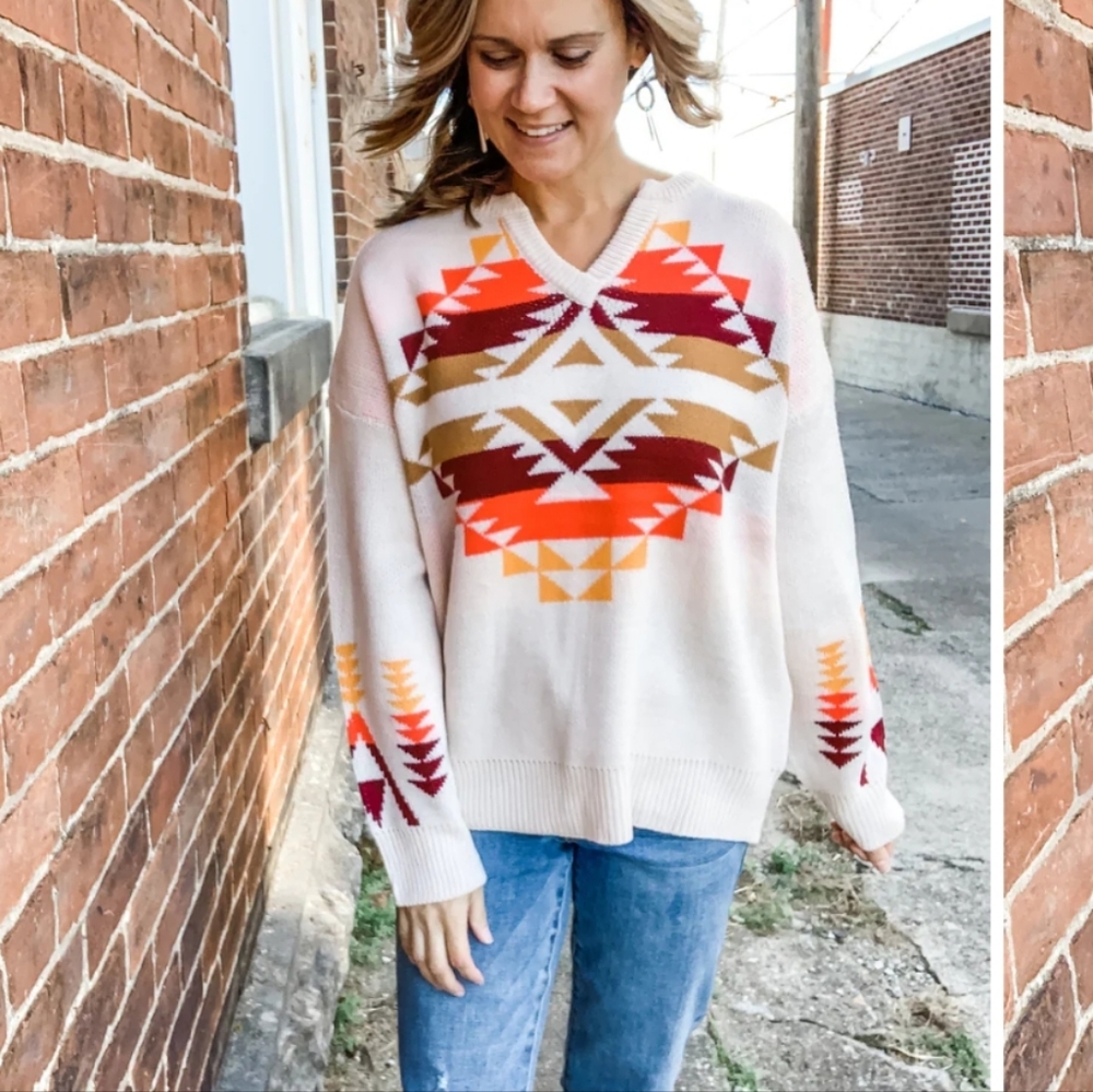 Ivory Aztec Sweater - Picture 3 of 7
